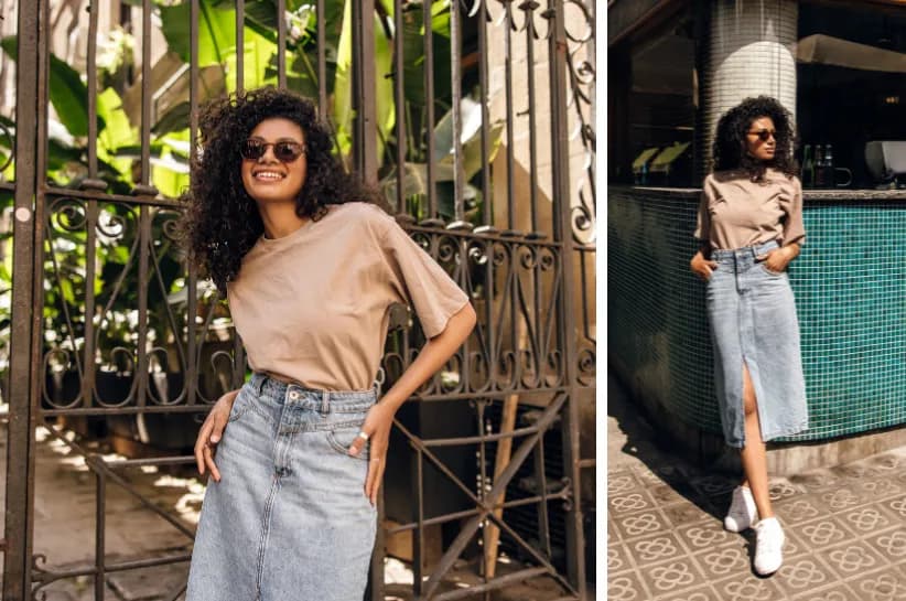 Stylizacje spódnicy jeansowej midi – pomysły na każdą okazję i porę roku